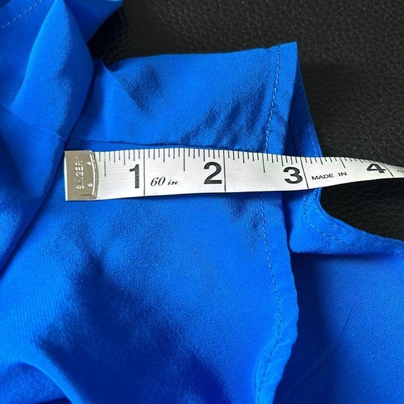 Karina Grimaldi Silk Romper Zip Front High Neck Lace Accent Cobalt Blue Size M - Picture 16 of 16